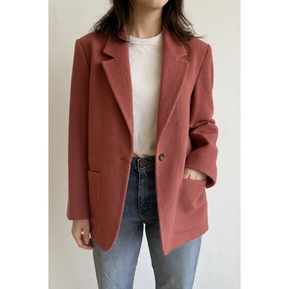 Lands’ End Women’s Wool Blazer 10P Mauve Pink Vintage 90s Petite Jacket - Picture 1 of 8